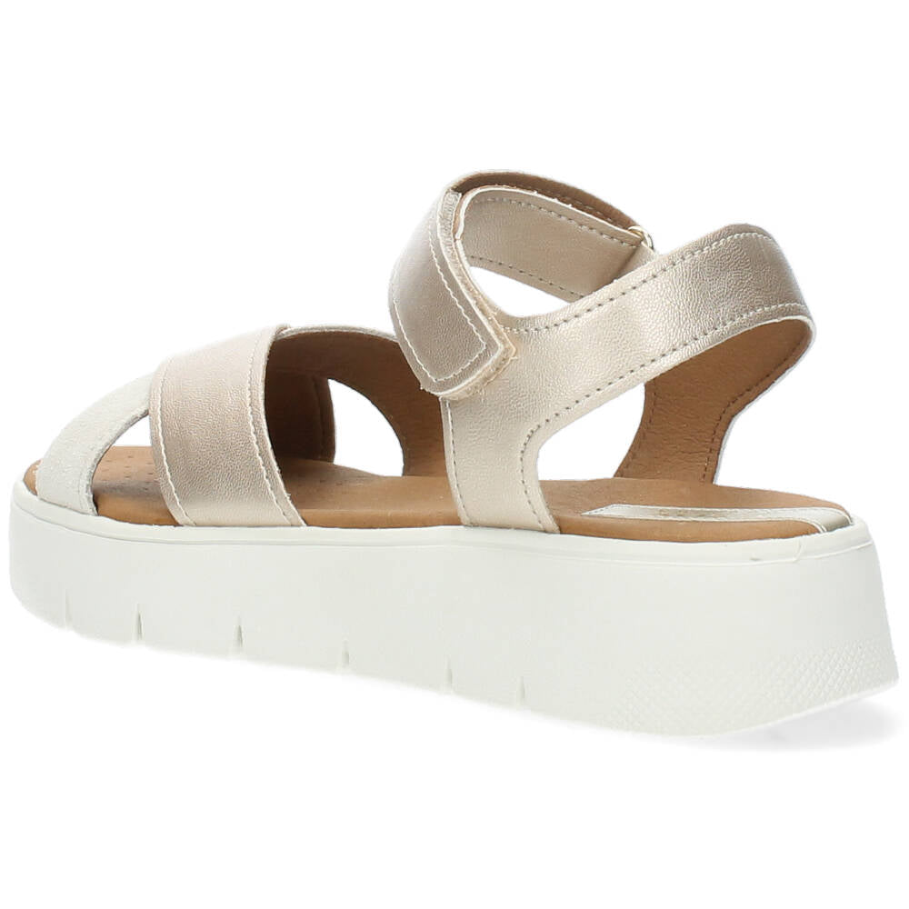 Metallic beige sandalen