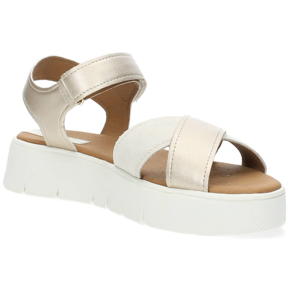 Metallic beige sandalen