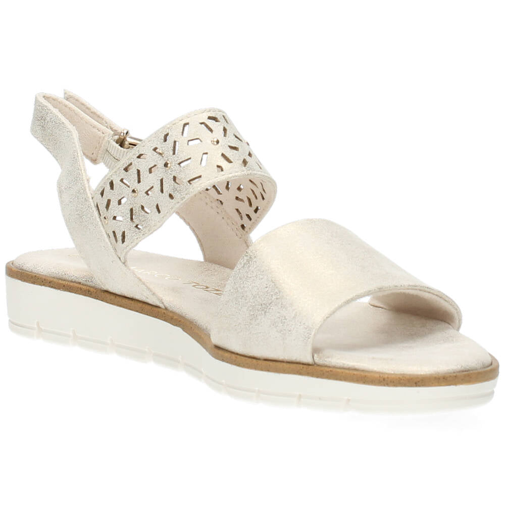 Metallic beige sandalen
