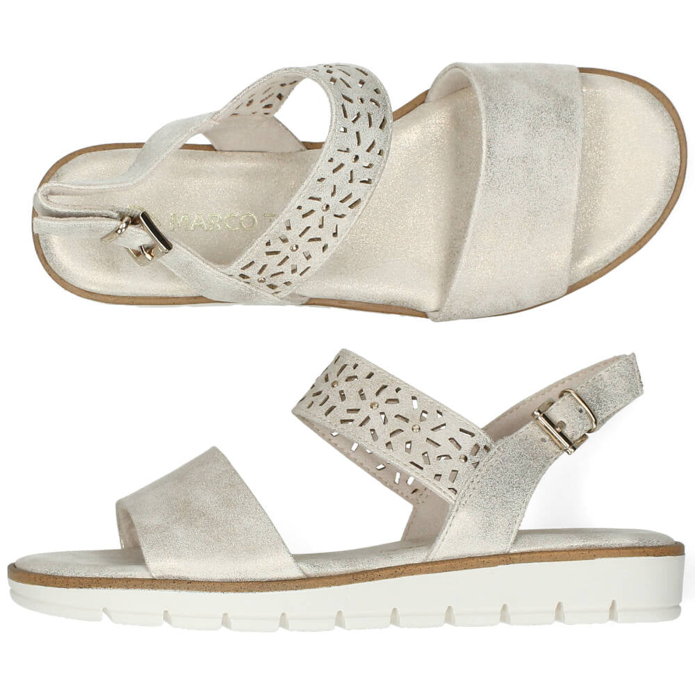 Metallic beige sandalen