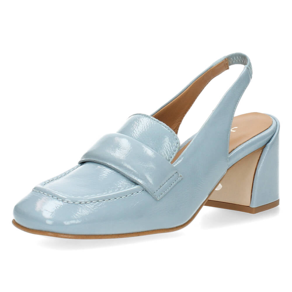 Blauwe mocassins op hak