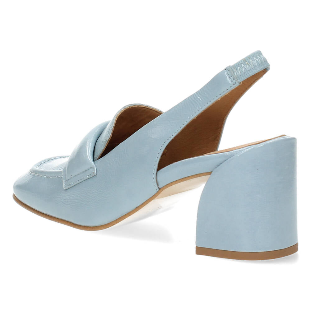 Blauwe mocassins op hak