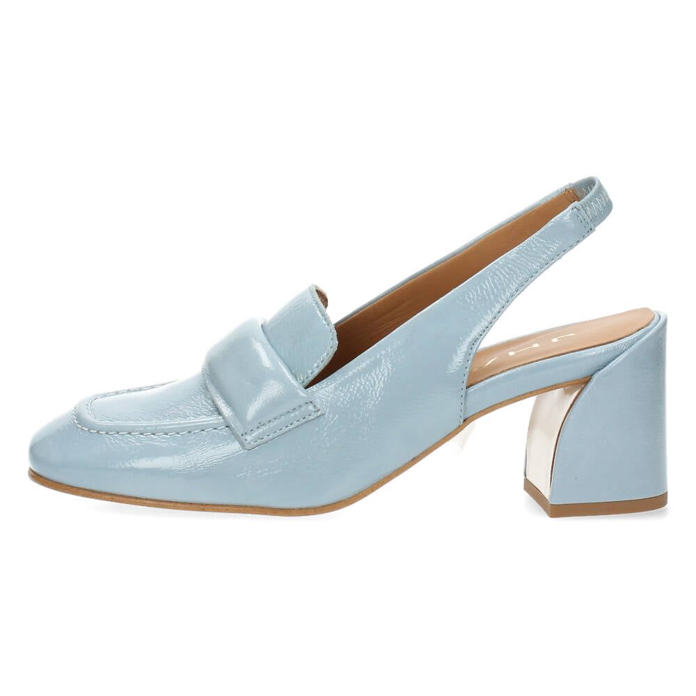 Blauwe mocassins op hak