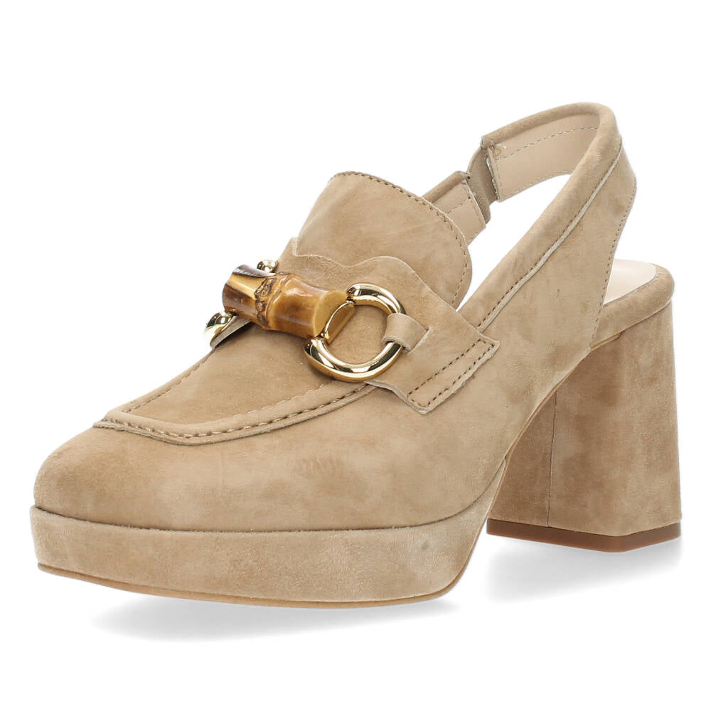 Cognac mocassins op hak