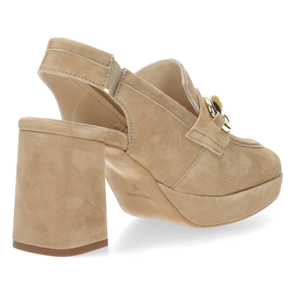 Cognac mocassins op hak