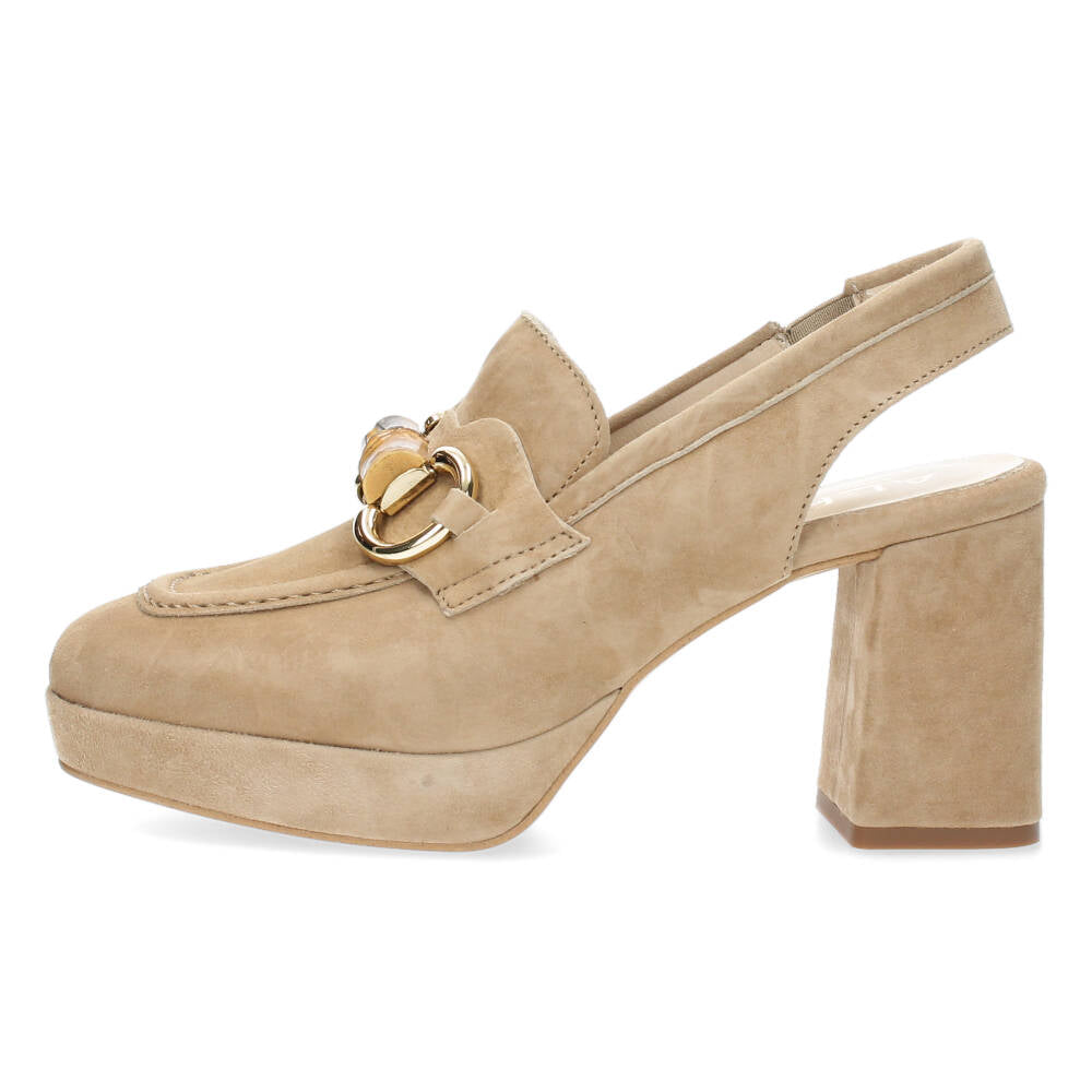 Cognac mocassins op hak