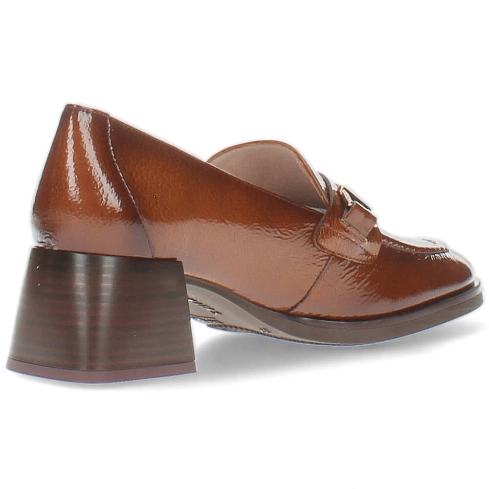 Cognac mocassins op hak