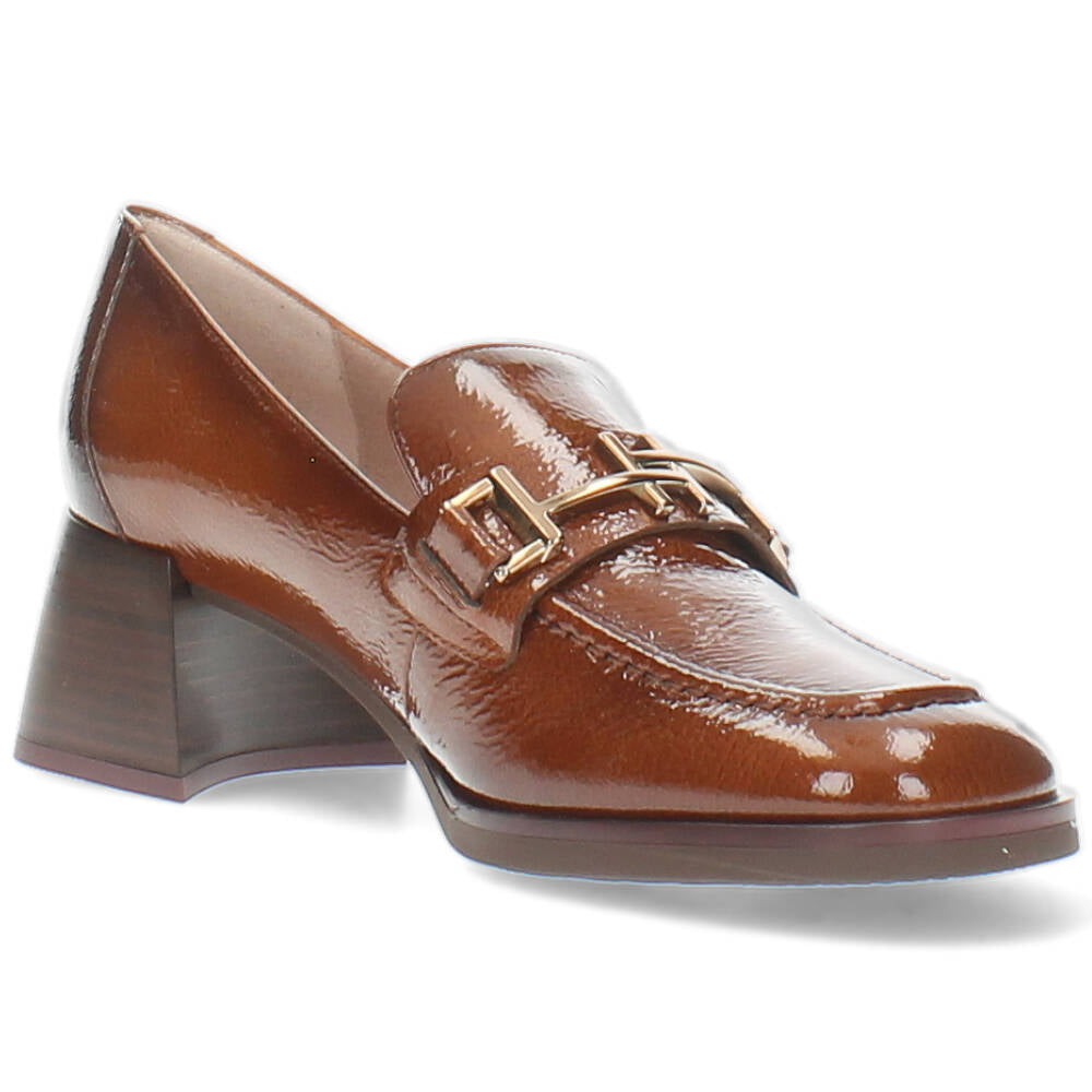 Cognac mocassins op hak