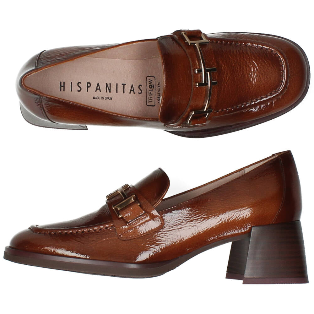 Cognac mocassins op hak