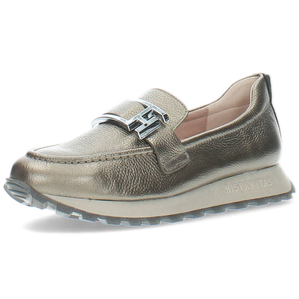Metallic donkergrijze loafers