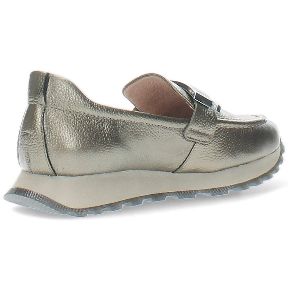 Metallic donkergrijze loafers