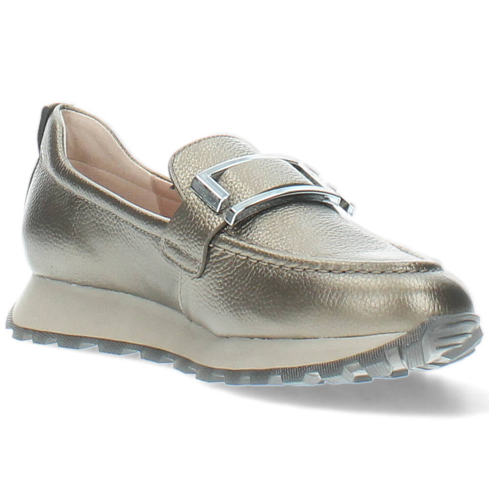 Metallic donkergrijze loafers