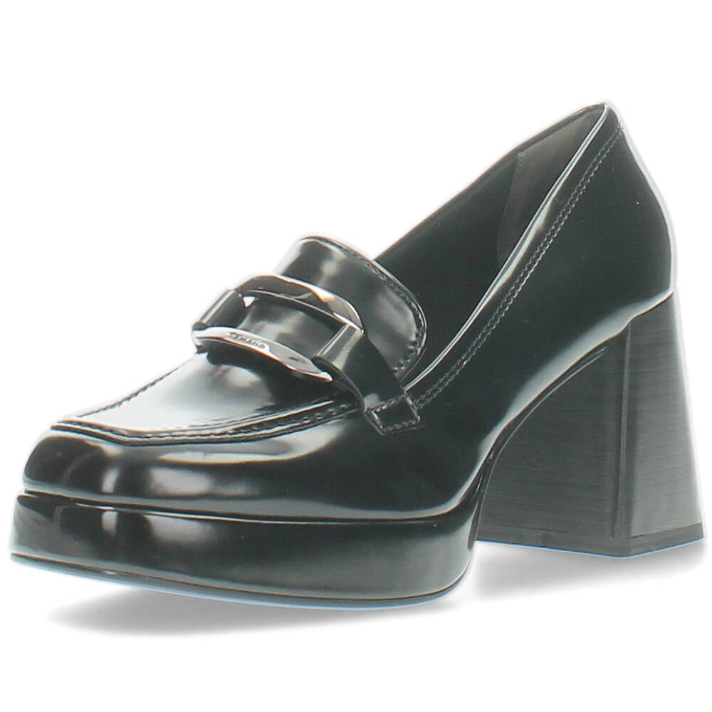 Zwarte mocassins op hak
