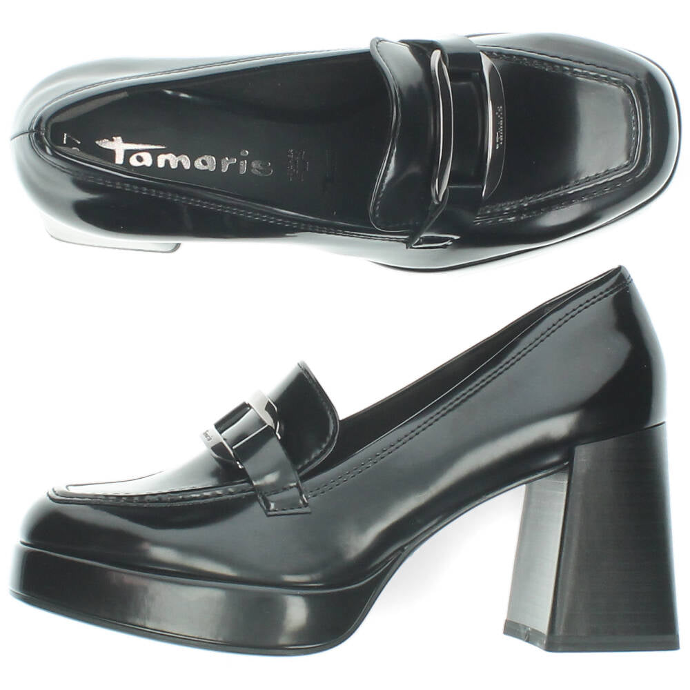 Zwarte mocassins op hak