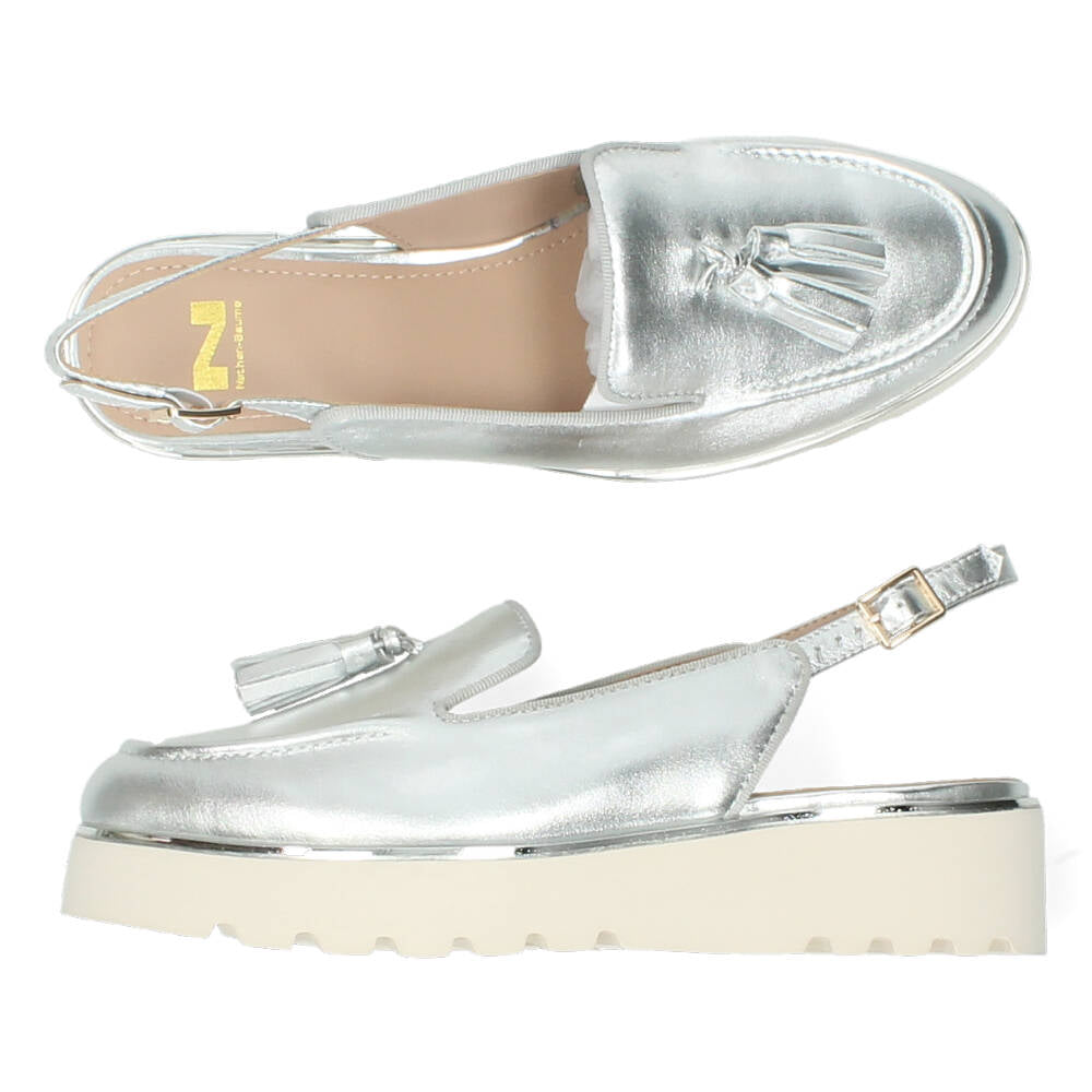Zilveren slingbacks