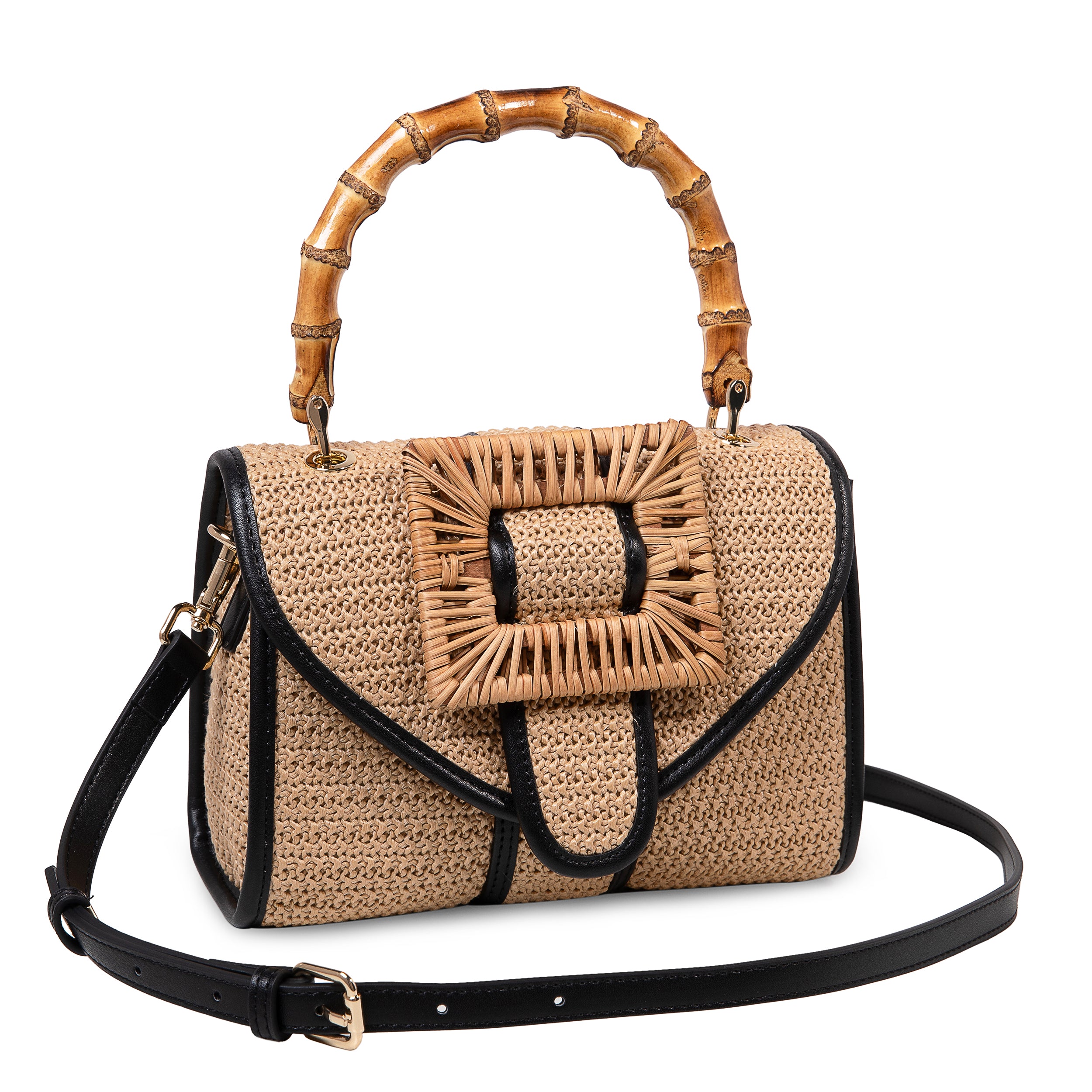Beige/zwarte handtas