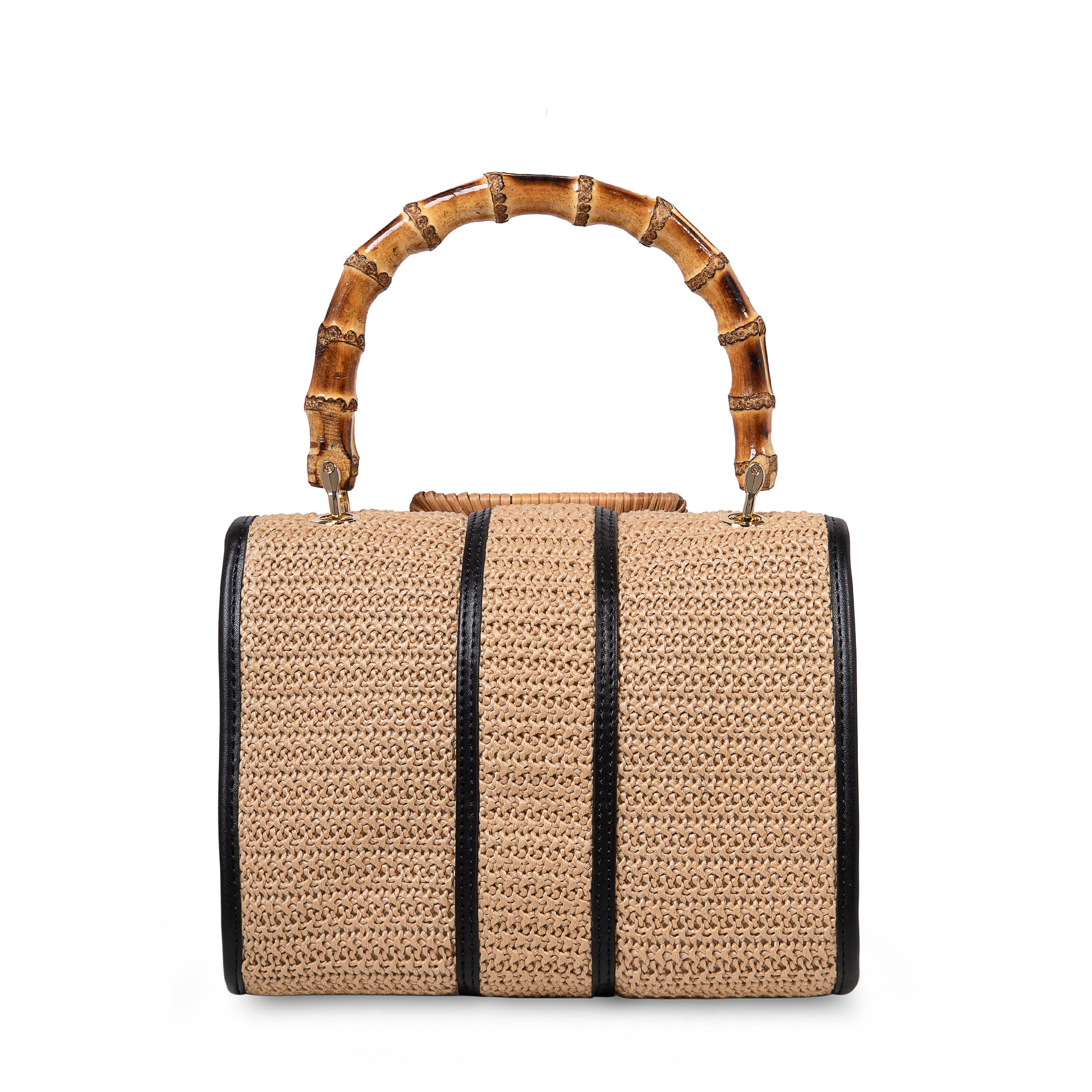 Beige/zwarte handtas