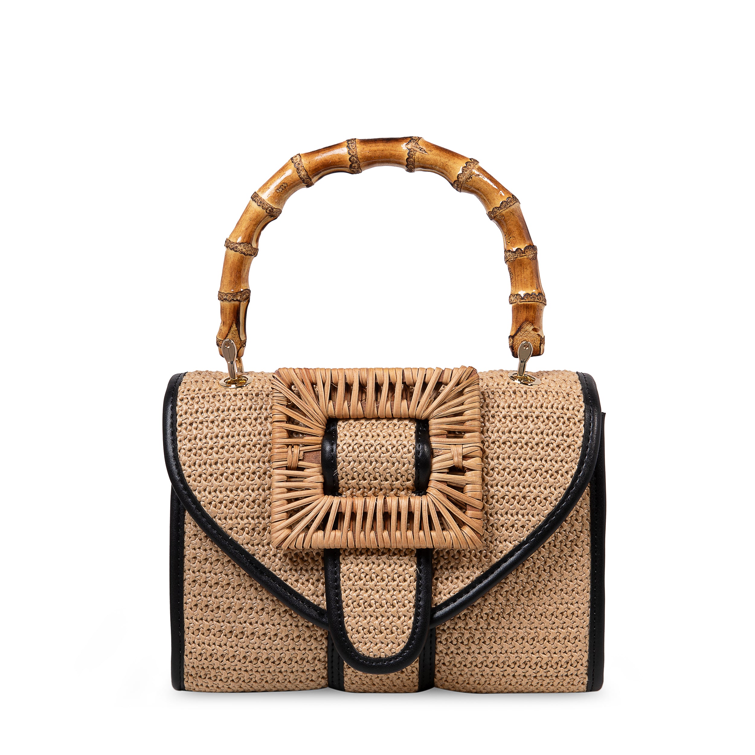 Beige/zwarte handtas