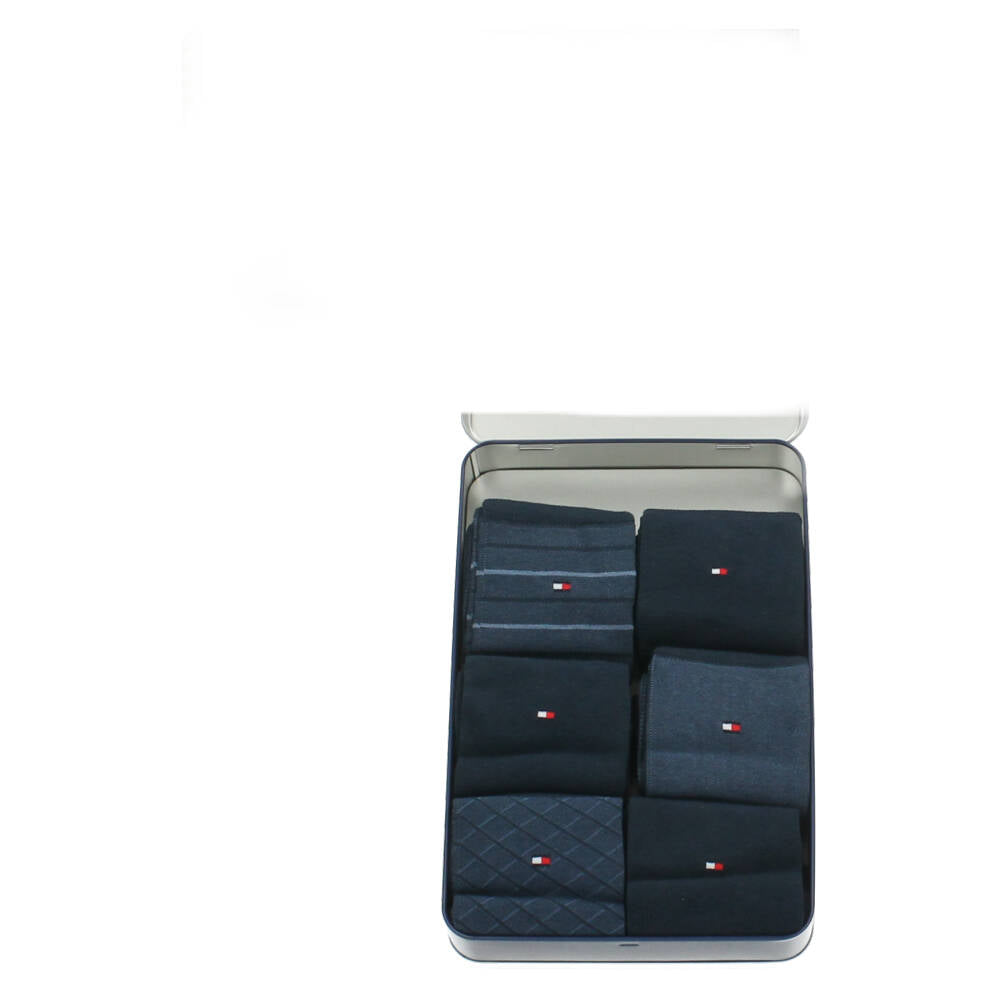 cadeabox blauwe kousen, 6 paar