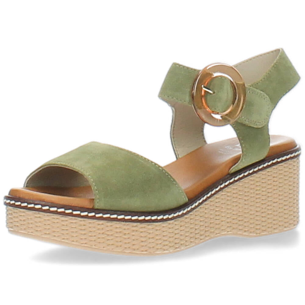 kaki sandaal op sleehak