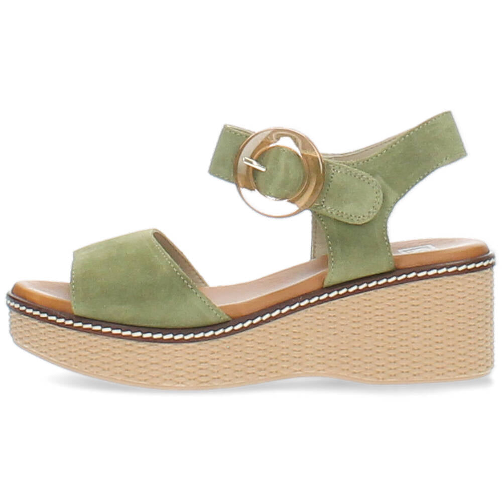 kaki sandaal op sleehak