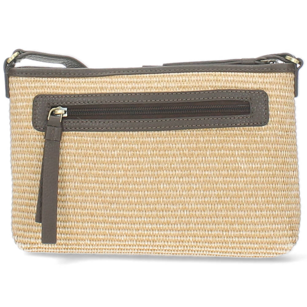 beige handtas met donkerbruin