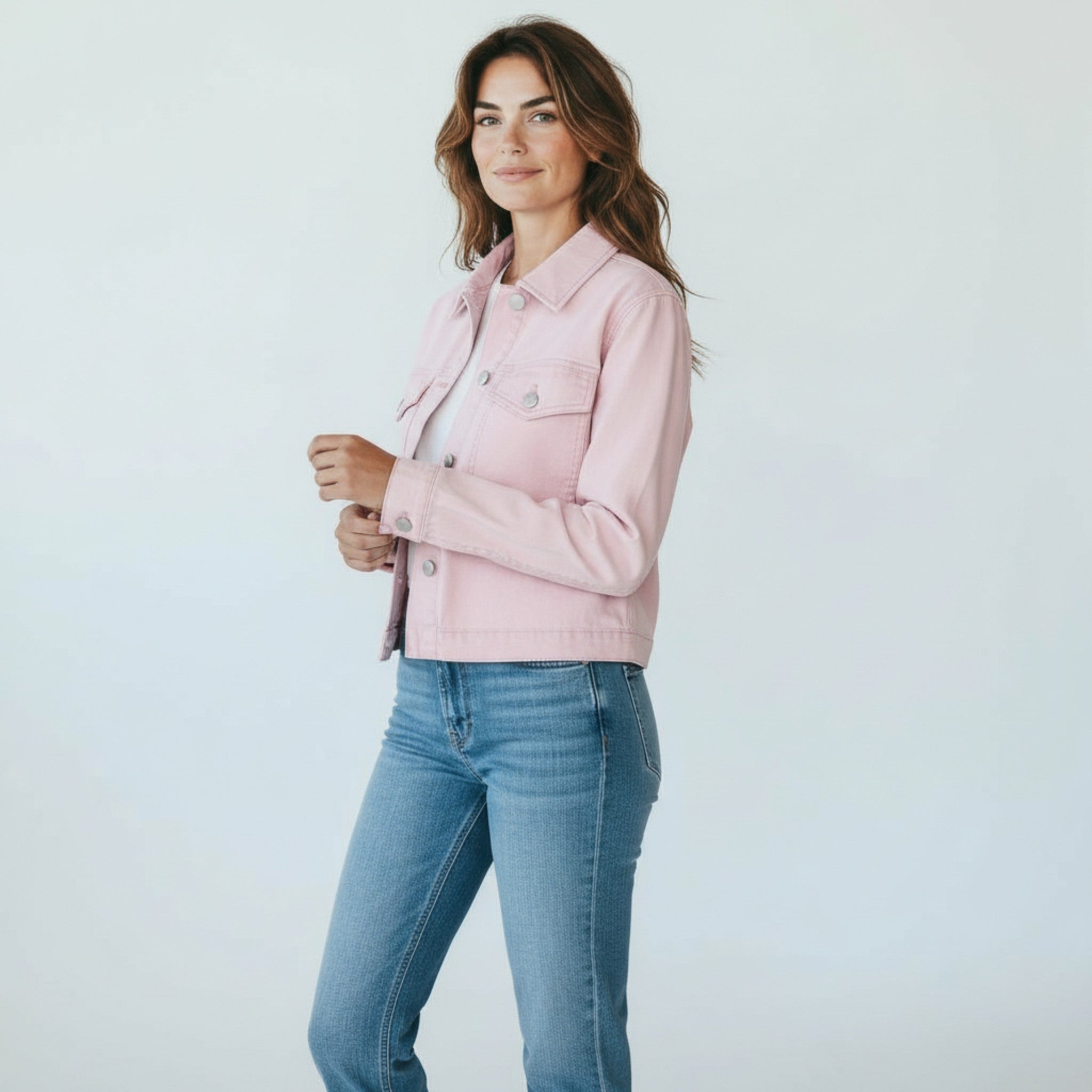 roze jeansvest