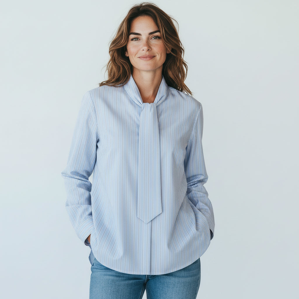 lichtblauwe blouse