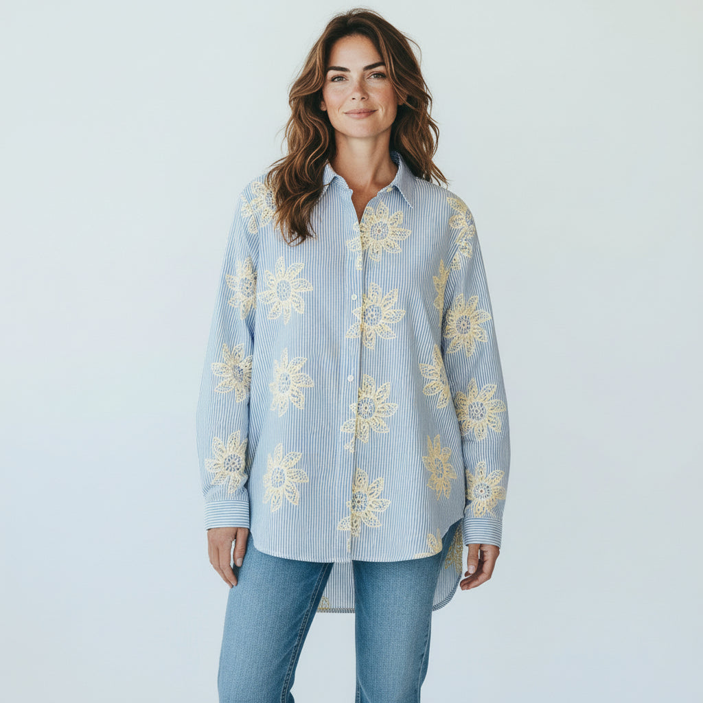 blauwe blouse