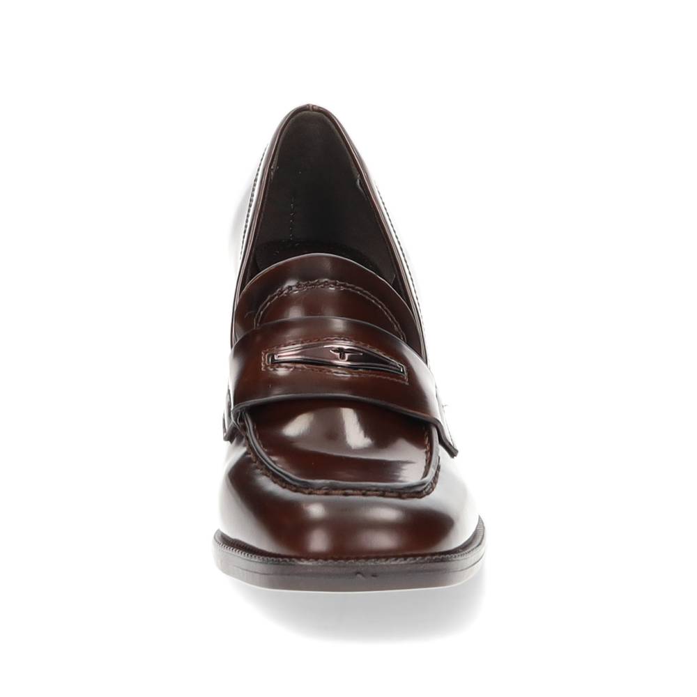 bruine mocassin op hak