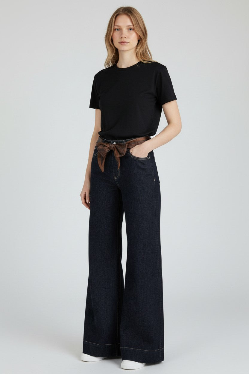 donkerblauwe jeansbroek