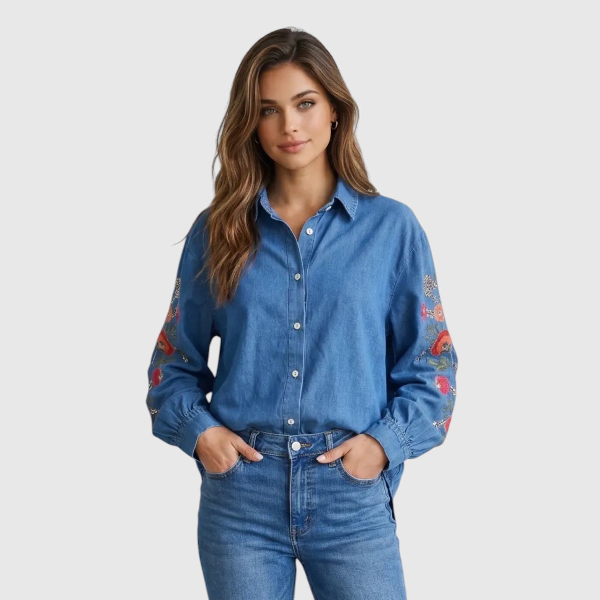 blauwe blouse