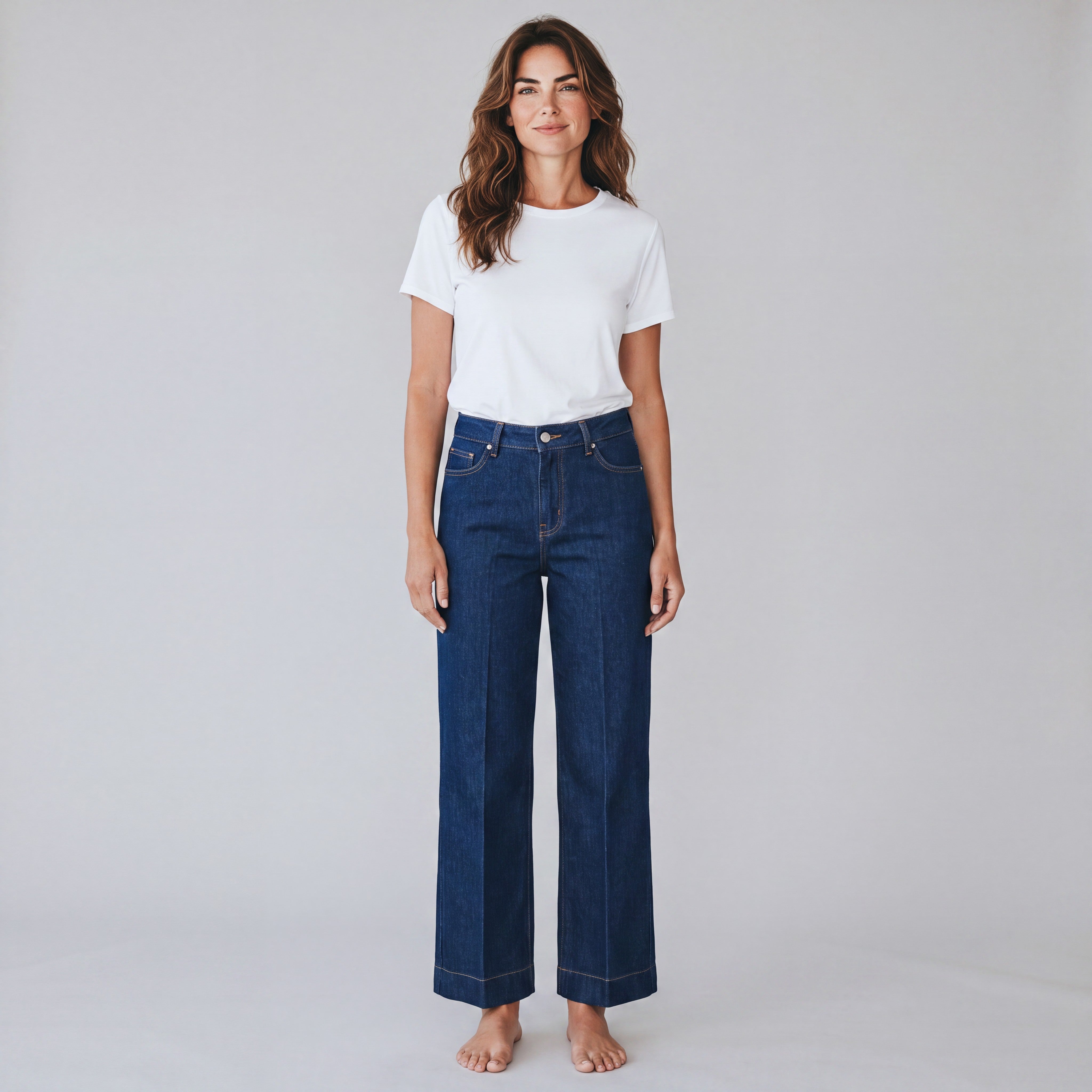 donkerblauwe jeansbroek