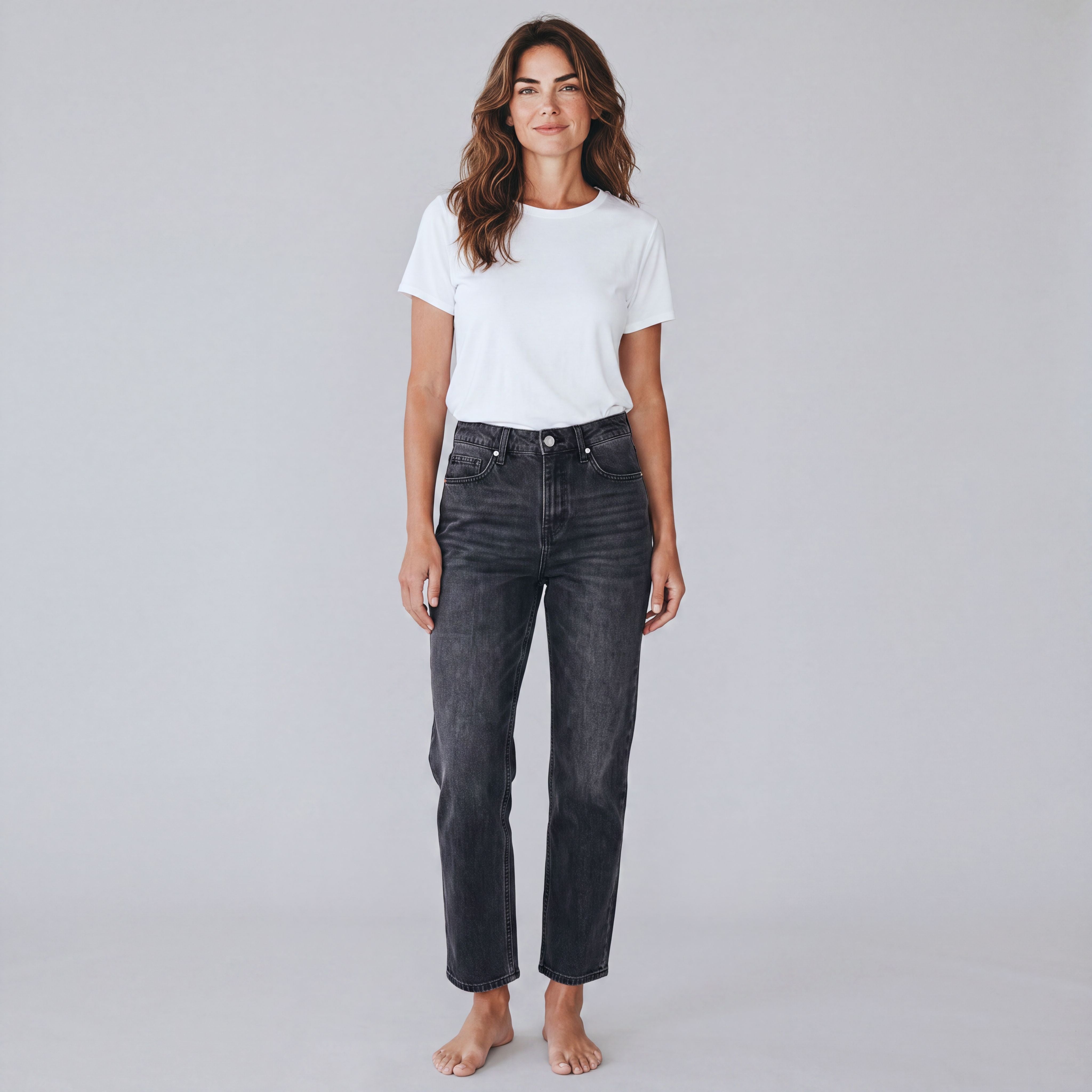 donkergrijze jeansbroek