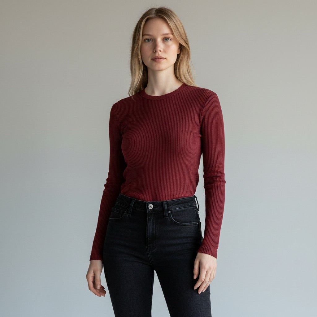 burgundy t-shirt