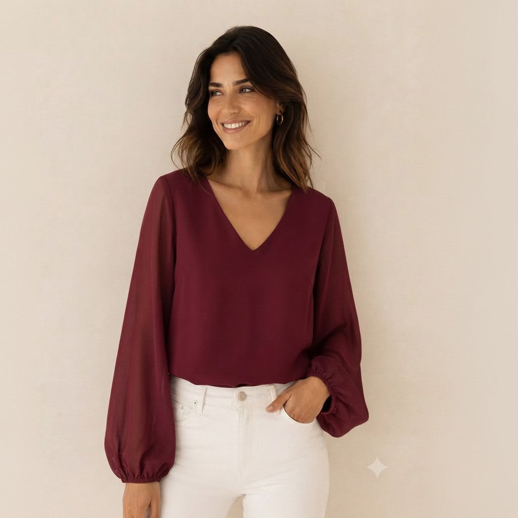 burgundy blouse