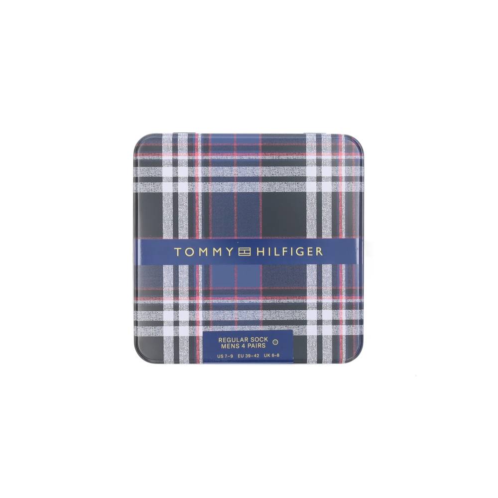 4 paar lange blauwe herenkousen in cadeauverpakking