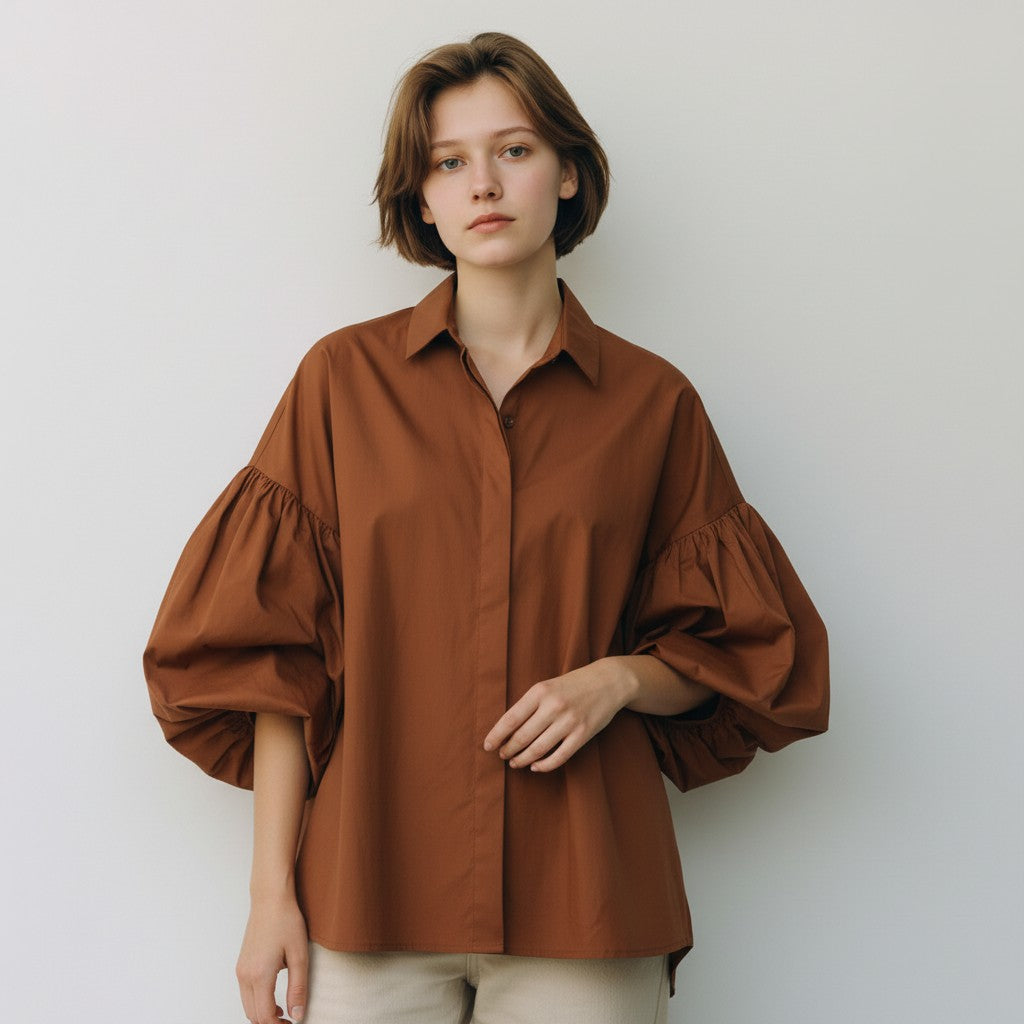cognac blouse