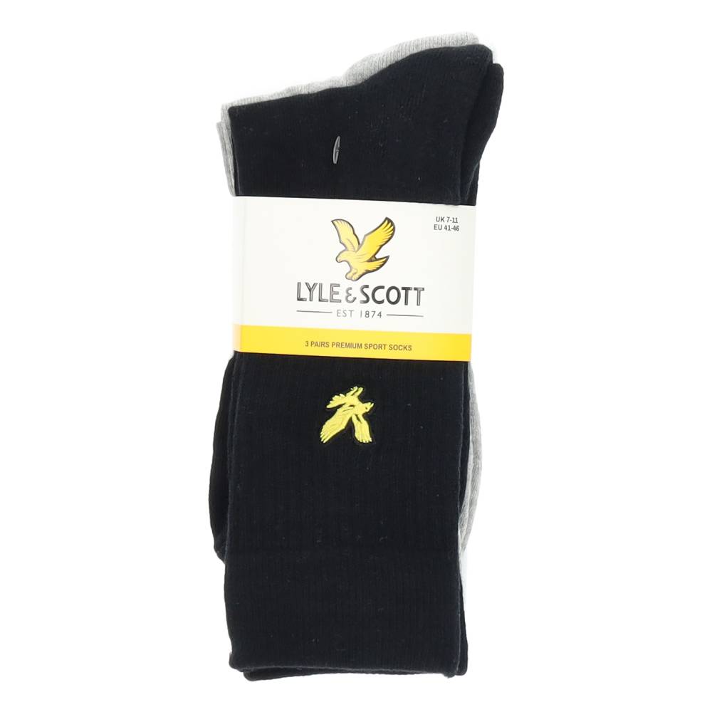 1 paar zwarte, 1 paar grijze en 1 paar witte kousen van Lyle&Scott