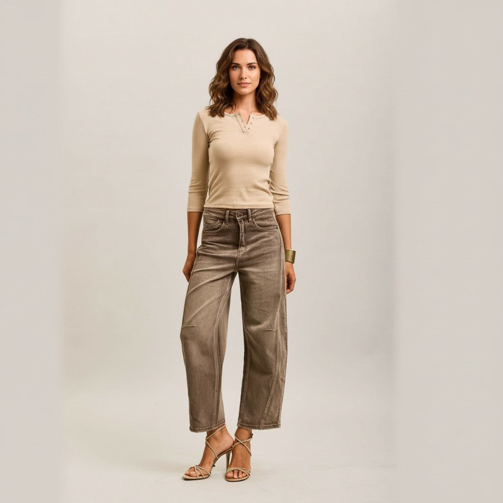 bruine jeansbroek