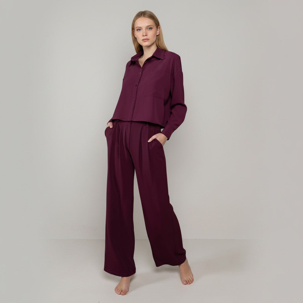 burgundy geklede broek