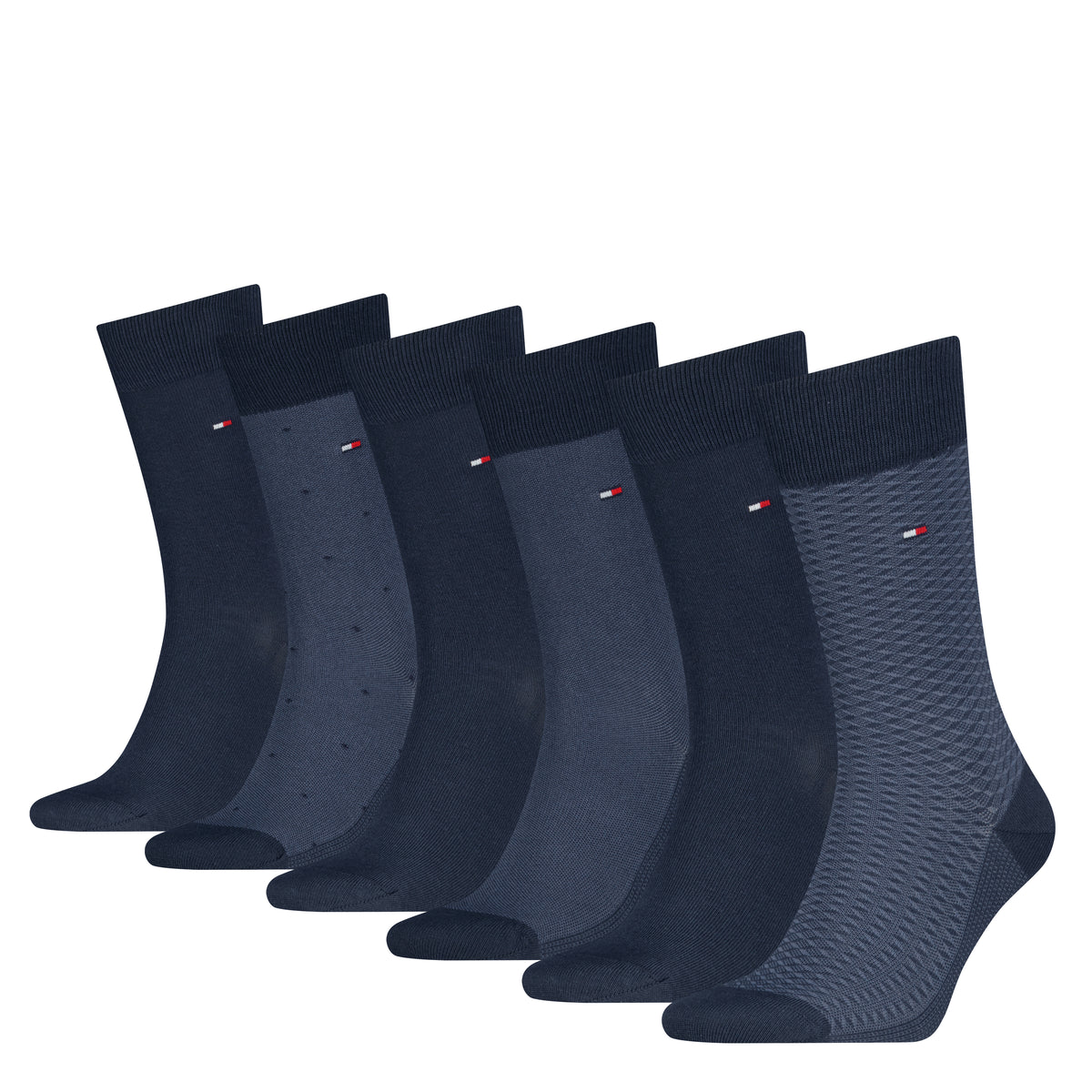 6 paar lange donkerblauwe herenkousen in cadeauverpakking