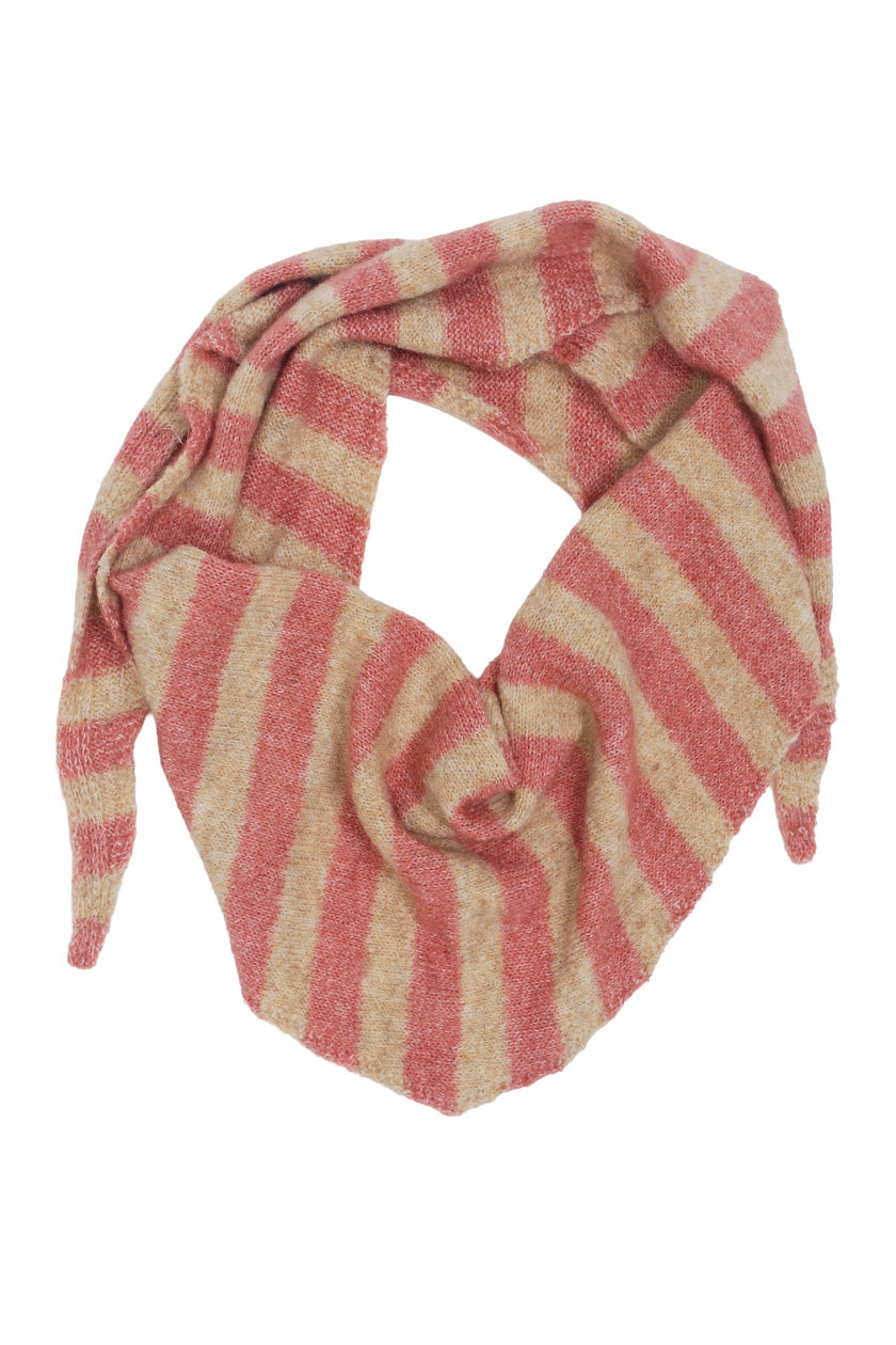 burgundy sjaal met beige strepen