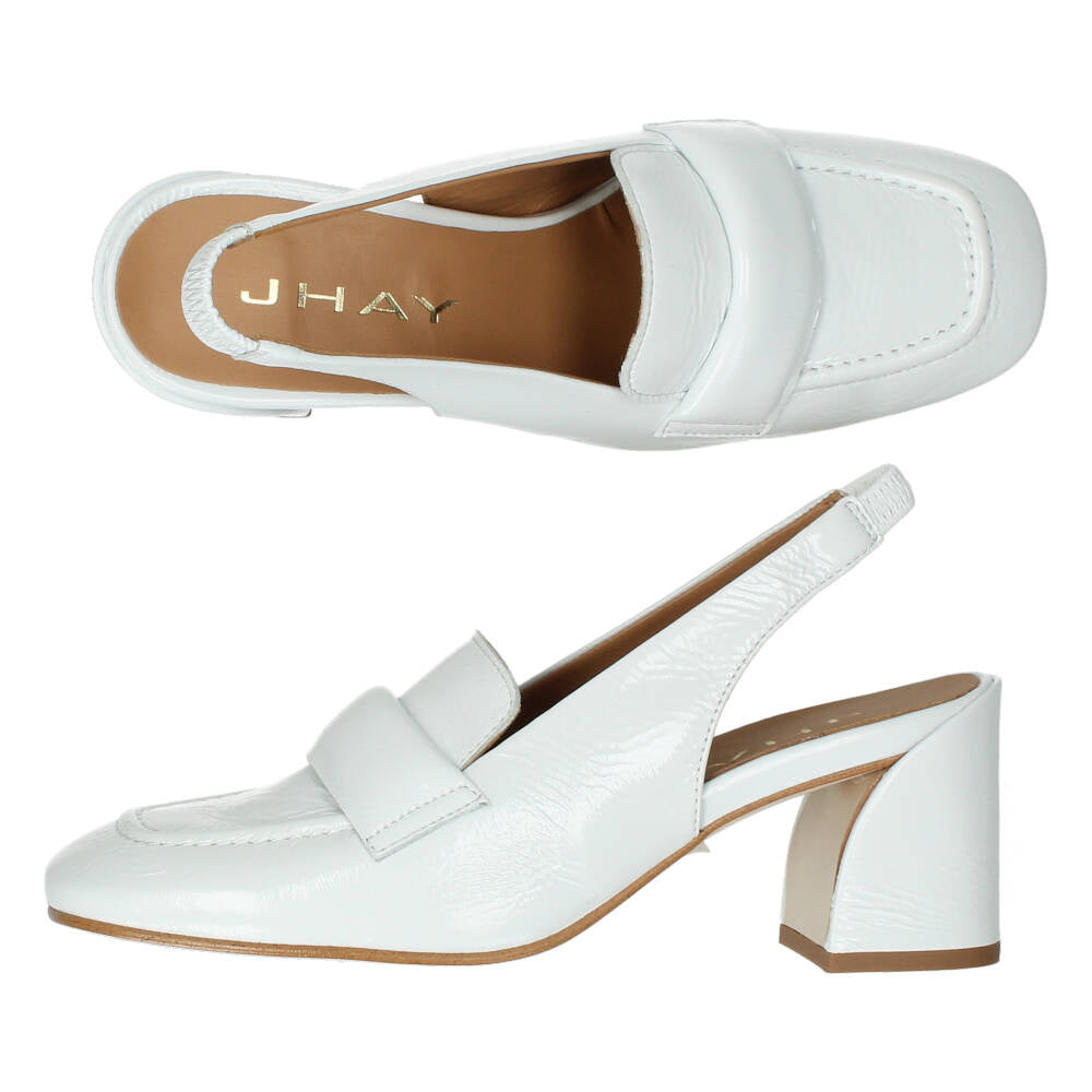 Witte mocassins op hak