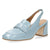 Blauwe mocassins op hak
