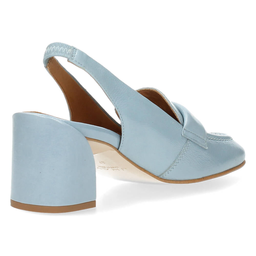 Blauwe mocassins op hak