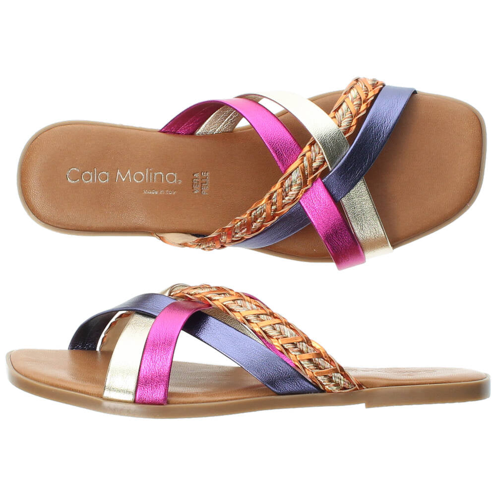 Multicolour metallic slippers