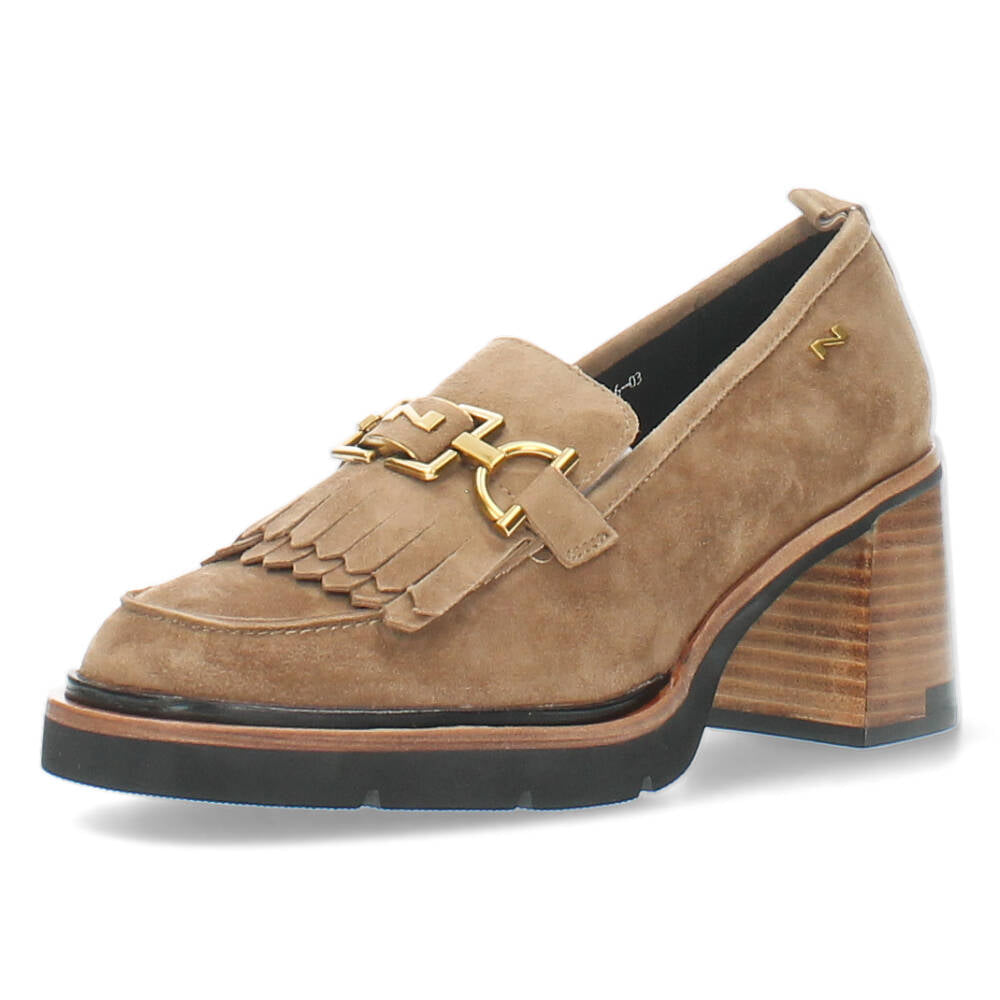 Bruine mocassins op hak