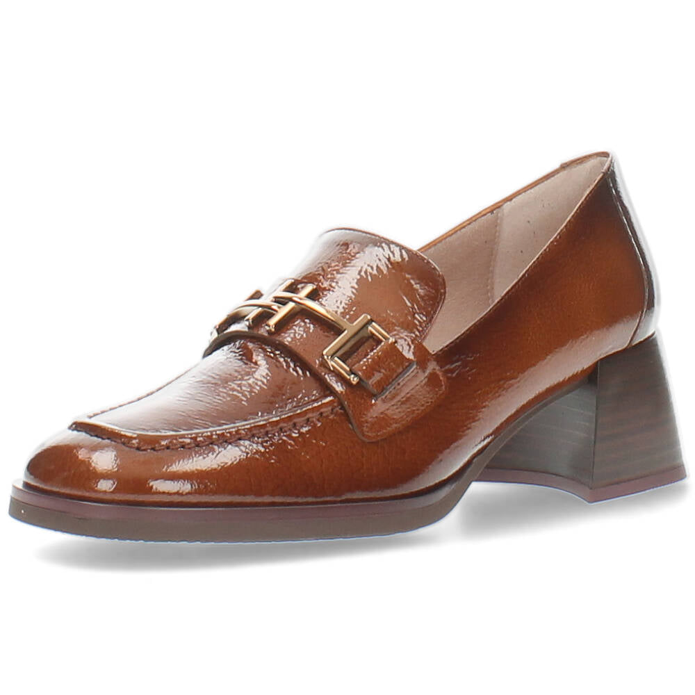 Cognac mocassins op hak