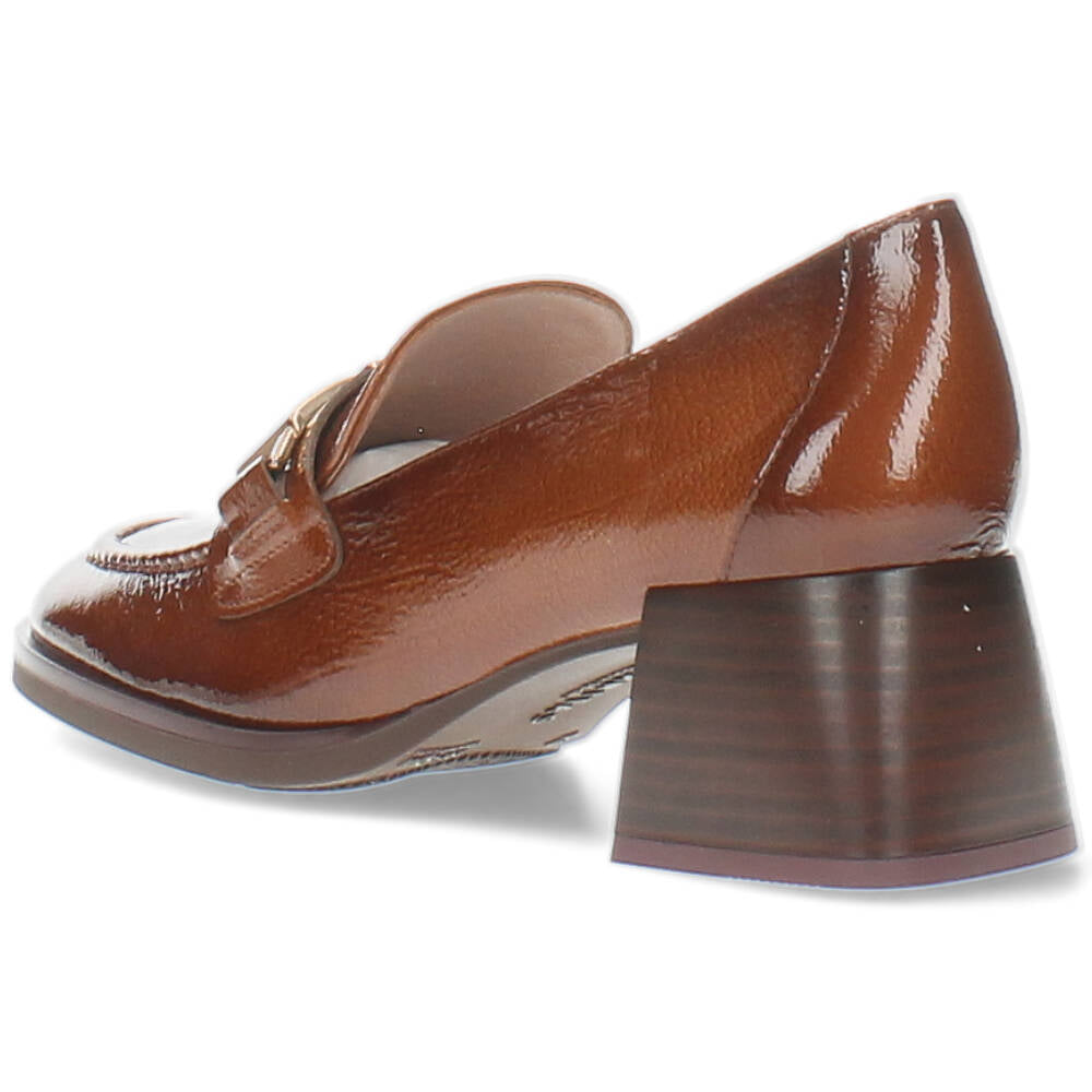 Cognac mocassins op hak